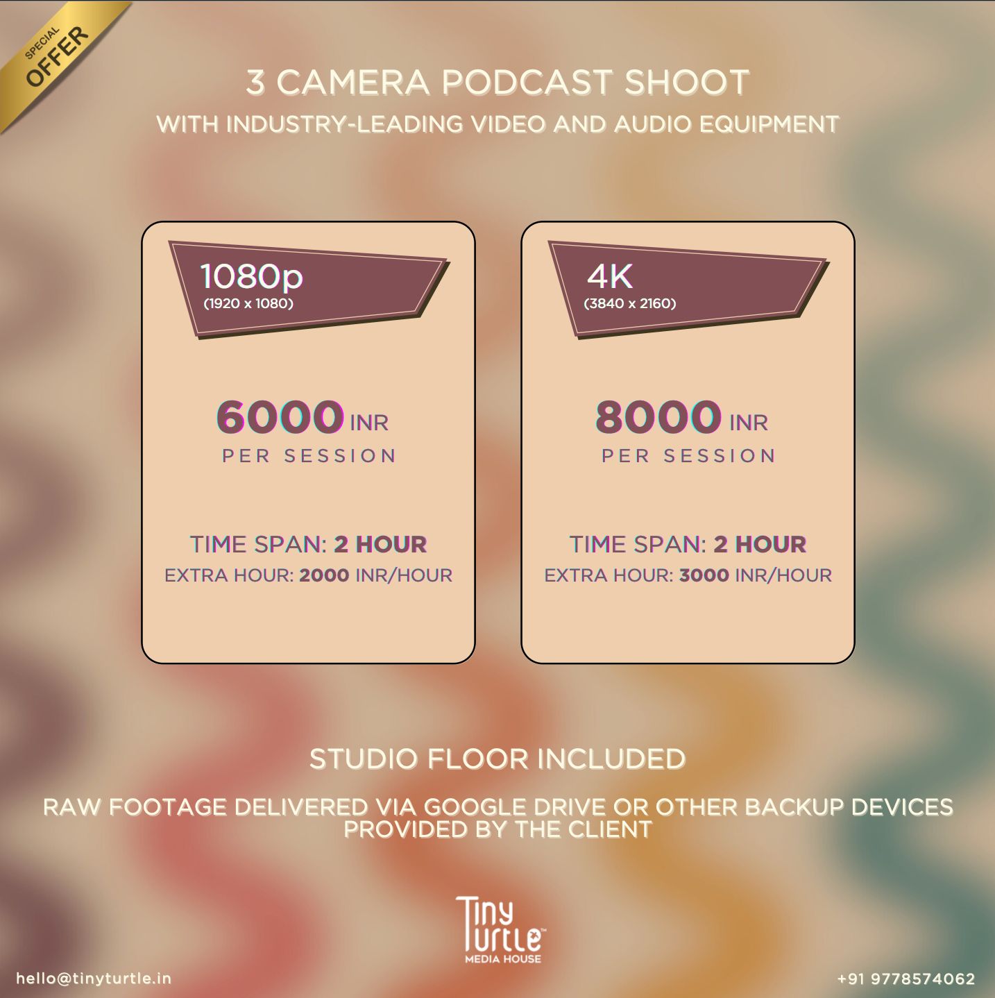 Tiny Turtle 3-camera podcast shoot pricing